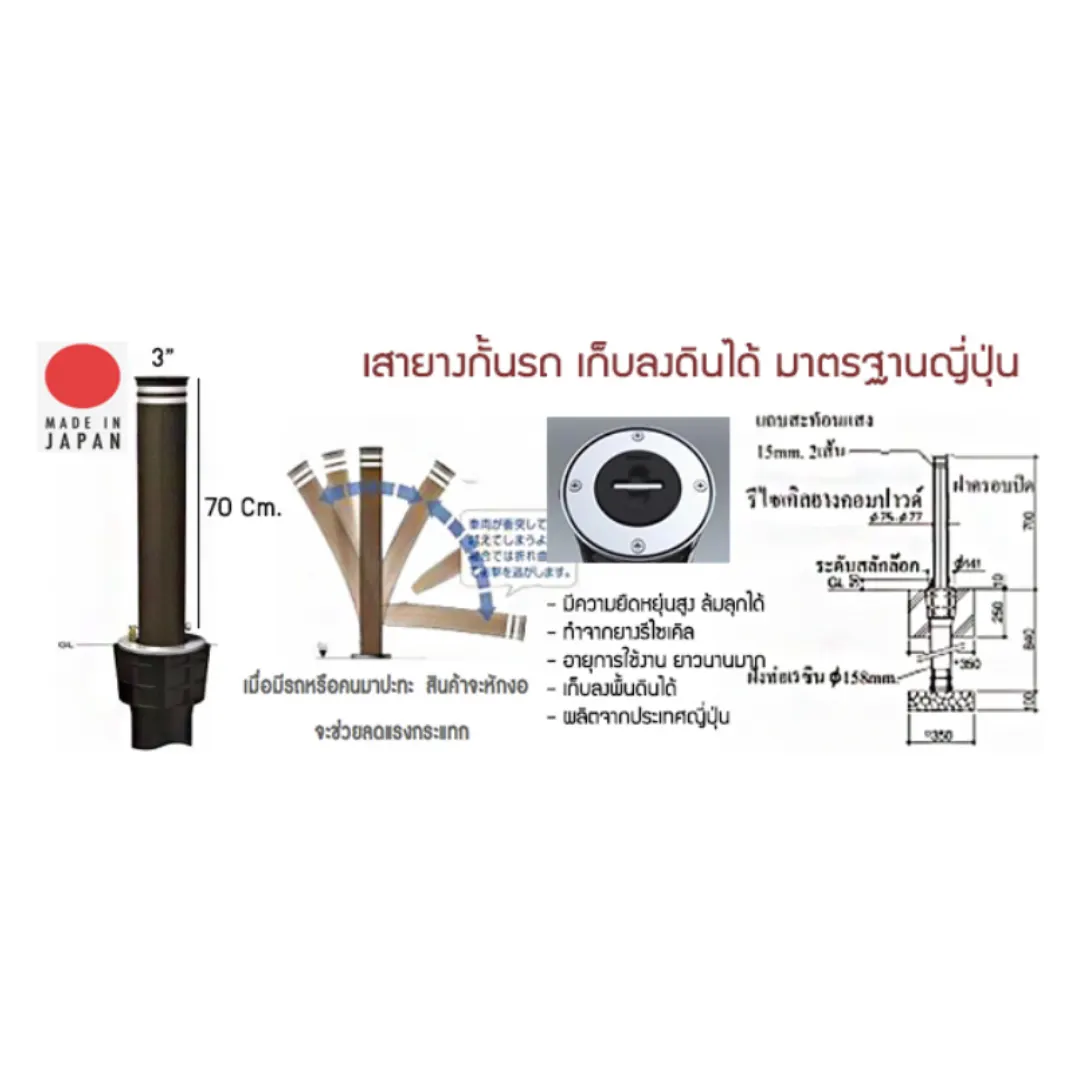 เสากั้น แบบเก็บลงพื้นได้ (ทำจากยาง) - Image 2