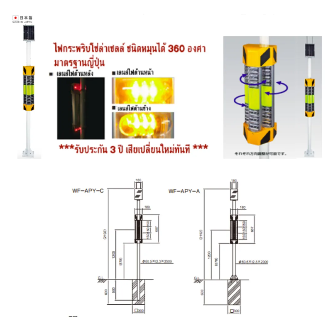ไฟกระพริบโซล่าเซลล์ ปรับได้ 360 องศา - Image 2